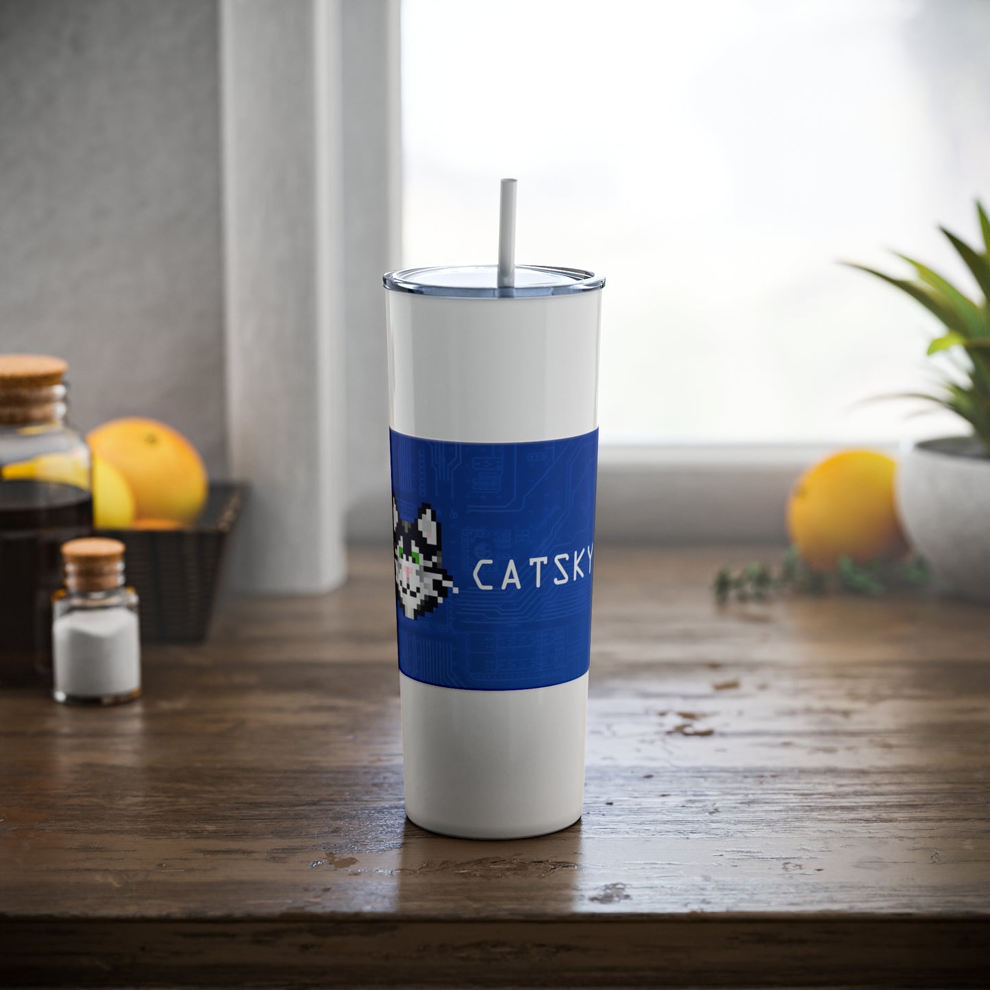 Skinny Steel Tumbler with Straw, 20oz