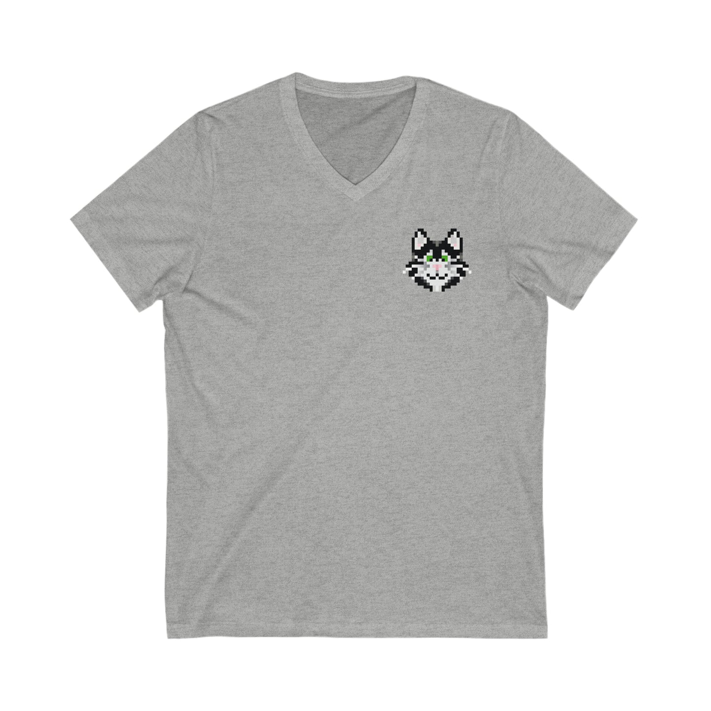 Small Logo Catsky Unisex Jersey Short Sleeve V-Neck Tee