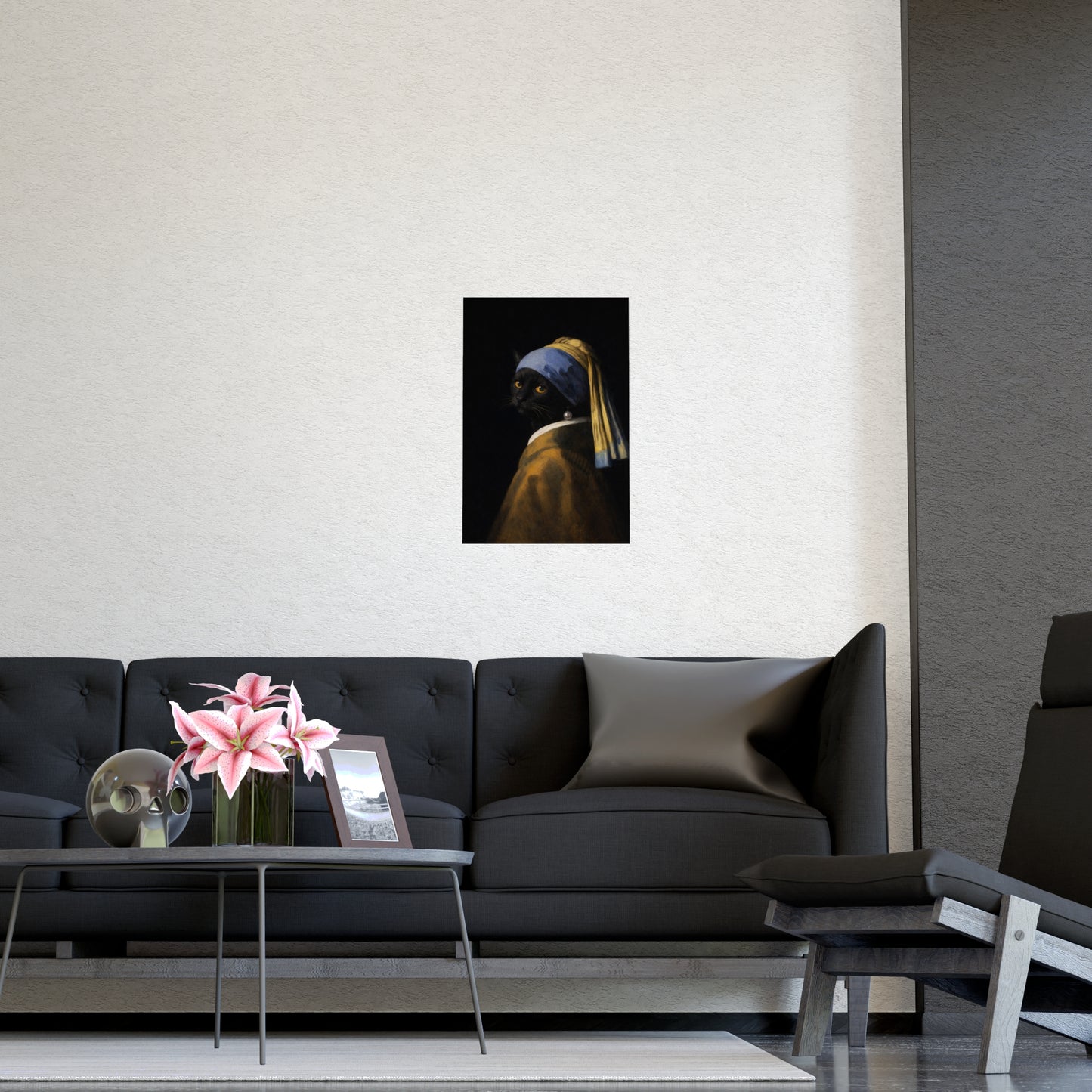 Cat with a Pearl Earring | Vermeer-Style Black Cat Art Print | CATSKY